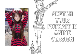 draw you in line art anime or manga version