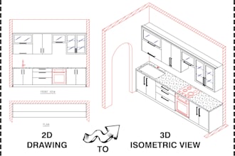 convert plan, elevation drawings to isometric view