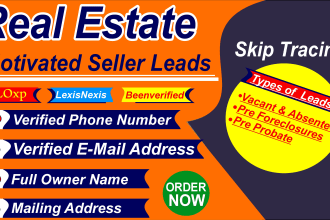 provide motivated seller real estate leads list with skip tracing