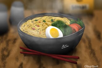 realistic drawing digital food for your business