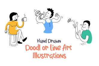 draw flat illustration, doodle or line art in any style