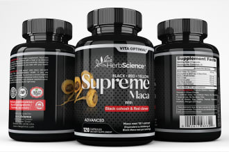 design product label, supplement label, or 3d bottle mockup
