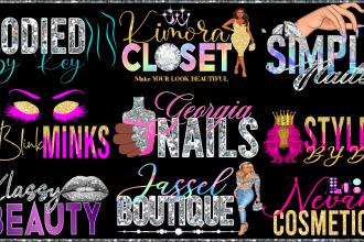 do feminine,beauty,eyelash,lip,hair,nail,makeup,and boutique logo design