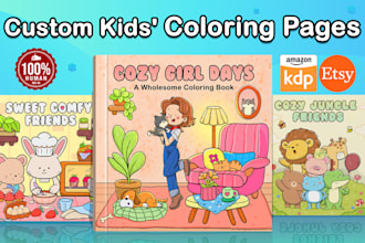 draw cute cozy custom children coloring book pages