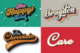 create 3d 70s vintage retro typography logo for t shirt