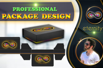 create product packaging box label design with die cut