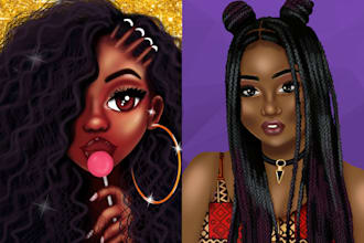 do african american any hairstyle for character illustration