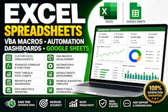 create excel spreadsheets, vba macros, automation, dashboards and google sheets
