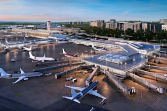 aerial render 3d architecture visualization