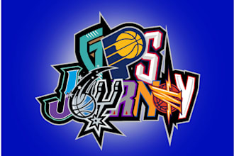 make awesome alphabet logo mashup of nba, nfl, mlb, and other sports streetwear