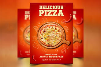 do unique pizza, food, restaurant flyers within 24hours