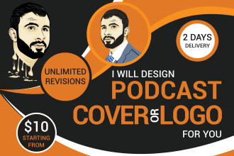 illustrate a portrait based podcast cover art or logo