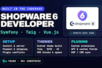 be your shopware 6 developer for theme plugin and store setup