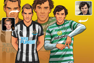 draw you as amazing football player cartoon illustrations