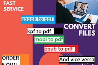 convert ebook to pdf, epub, mobi  professionally