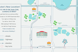 draw custom vector map, route or direction map, or city map