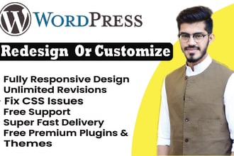 redesign customize revamp fix issues clone responsive wordpress website