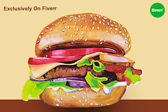 hand drawing food and fruits illustrations