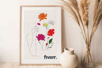 draw vector line art illustration, line drawing ,outline