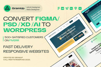 convert figma to wordpress, xd to wordpress, PSD to wordpress with elementor pro