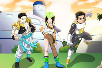turn or draw you in anime or dragon ball style