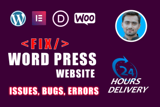 fix wordpress errors bugs issues, wordpress expert elementor pro, CSS,HTML,