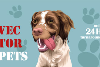 create a stunning cartoon vector portrait of your beloved pet