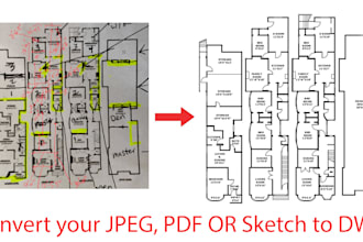 redraw your floor plan from your jpeg sketch pdf 2d floor plan autocad sketchup
