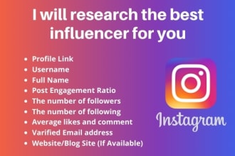 research the best instagram influencer for your niche