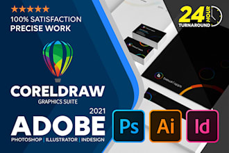 do, edit, convert adobe illustrator, photoshop, indesign, coreldraw