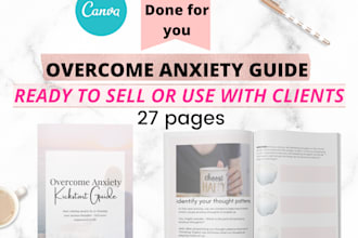 design overcome anxiety workbook for life coaches, canva editable
