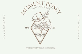 create beautiful feminine hand drawn botanical boho logo