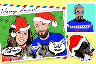 design a christmas card or a christmas themed pop art portrait