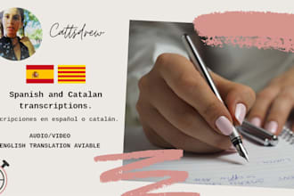 transcript an 1 hour spanish or catalan audio in 24 h