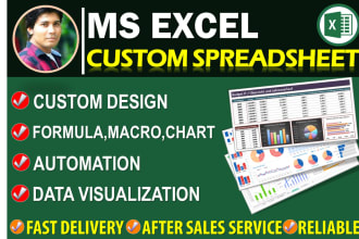 create custom excel spreadsheet with formulas, macros and charts
