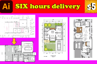 do real estate floor plan in 6 hours