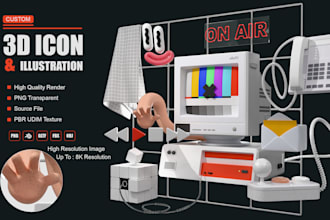 create a cute 3d illustration, icon, for your website