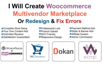 create woocommerce multi vendor marketplace with dokan, wcfm, wcvendors