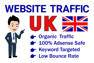 send low bounce UK targeted  traffic, organic visitors