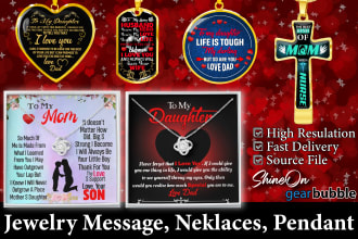 do message card and necklace design for shineon, gearbubble