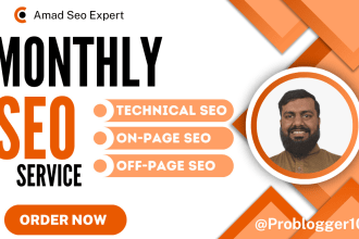 do complete monthly SEO service to improve ranking in google 1st page