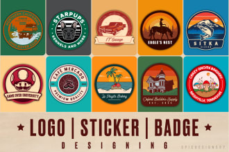 create custom logo, sticker, badge, patch designs retro vintage