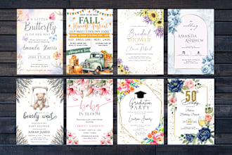 do custom greeting card, birthday card, christmas card, or any invitation card