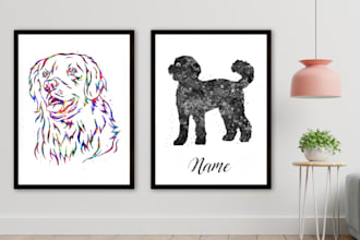 draw your pets in colorful watercolor pop art