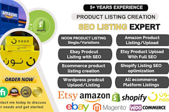 do ecommerce listings,SEO amazon product listing ,noon listings creation