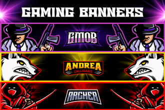 design best ultimate gaming banner for youtube channel twitch twitter