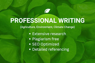 write on agriculture, environment, and climate change topics