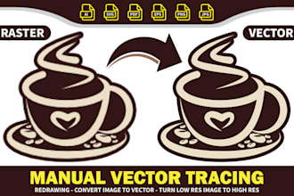 do a vector tracing, vectorize or redraw your raster image or logo into vector