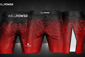 create sublimation shorts design, mockup and vector