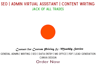 be your monthly SEO and administrative virtual assistant and jack of all trades